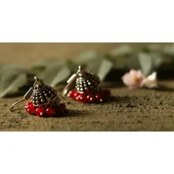 धरा ✽ Antique Finish White Metal ✽ Earring { 7 }